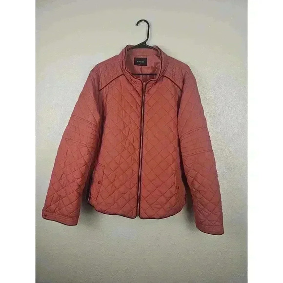 Active USA Womens Pink Quilted Zip Up Jacket Size 3XL - Picture 1 of 7
